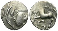 Ancient Coins - Ancient France. Celtic Gaul. Aedui Tribe AR Quinarius
