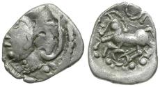 Ancient Coins - Ancient France. Celtic Gaul. Aedui Tribe AR Quinarius / Horse