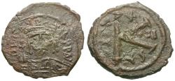 Ancient Coins - *Sear 497* Byzantine Empire. Maurice Tiberius (AD 582-602) &#198; Half Follis