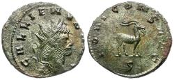 Ancient Coins - Gallienus, sole reign (AD 260-268) Silvered Æ Antoninianus / Goat