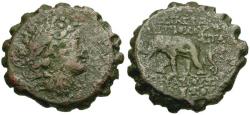 Ancient Coins - Seleucid Kings. Antiochus VI Dionysus (144-142 BC) Serrate Æ22  / Elephant