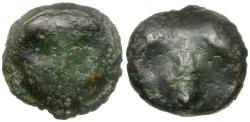 Ancient Coins - Sicily. Selinus Æ Cast Tetras / Celery Leaf