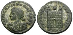 Ancient Coins - Constantius II, as Caesar (AD 316-337) Silvered Æ3 / Camp Gate