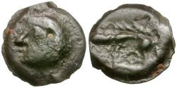 Ancient Coins - Ancient France. Celtic Gaul. Leuci Tribe Potin / Bald Head