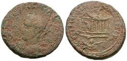 Ancient Coins - Trajan Decius (AD 249-251). Mesopotamia. Rhesaena &#198;27 / Temple in Perspective