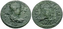 Ancient Coins - Philip I (AD 244-249). Pamphylia. Perga Æ26 / Temple