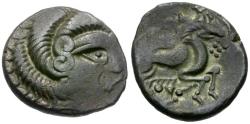 Ancient Coins - Ancient France. Celtic Gaul. Channel Isles. Coriosolites Billon Stater / Horse