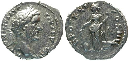 Ancient Coins - aVF/aVF Antoninus Pius Denarius / Annona