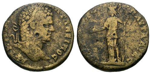 Ancient Coins - aVF/gF Caracalla AE27 Pautalia Thrace / Athena l.