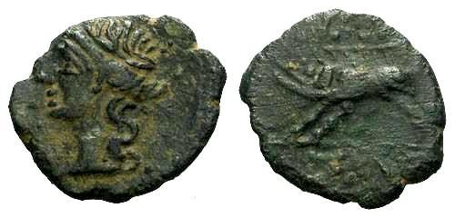 Ancient Coins - EF/VF Nimes AE15 / Boar
