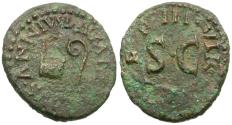 Ancient Coins - Augustus (27 BC-AD 14) Æ Quadrans / Simpulum and Lituus