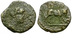 Ancient Coins - Ancient France. Celtic Gaul. Cavares Tribe Æ15 / Bull