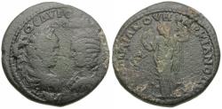 Ancient Coins - Caracalla (AD 198-217) with Julia Domna. Moesia Inferior. Marcianopolis. Quintillianus, legatus consularis Æ27 / Demeter