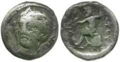 Ancient Coins - Thessaly. Skotussa AR Hemidrachm / Poseidon Seated