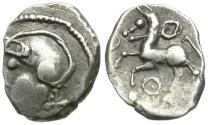 Ancient Coins - Ancient France. Celtic Gaul. Aedui Tribe AR Quinarius