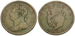 Ancient Coins - Ireland. George IV (1820-1830) Æ Halfpenny / Harp