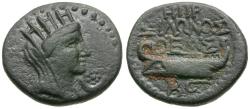 Ancient Coins - Phoenicia. Sidon. Pseudo-autonomous Æ16 / Galley