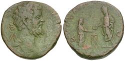 Ancient Coins - Septimius Severus (AD 193-211) Æ Sestertius / Septimius and Caracalla Sacrificing