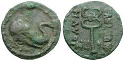 Ancient Coins - Indo-Skythian Kings. Maues Æ Hemiobol / Elephant