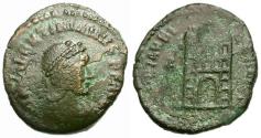 Ancient Coins - Valentinian II (AD 375-392) Æ4 / Camp Gate