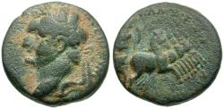 Ancient Coins - Domitian (81-96). Seleucis and Pieria. Balanea as Claudia Leucas Æ19 / Quadriga