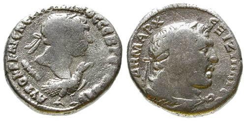 Ancient Coins - Trajan AR Tetradrachm of Tyre / Bust of Melqart