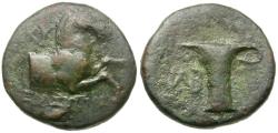 Ancient Coins - Aeolis. Kyme. Erasippus, magistrate Æ17 / Vase
