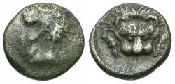 Ancient Coins - Caria. Uncertain mint AR Hemiobol / Lion