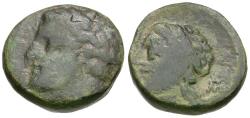 Ancient Coins - Thessaly. Gyrton Æ18 / Nymph