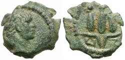 Ancient Coins - Trajan (AD 98-117) Egypt. Alexandria Æ Dichalkon / Crown of Harpokrates