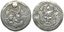 Ancient Coins - Sasanian Kings. Varhran V (AD 420-438) AR Drachm / Fire Altar