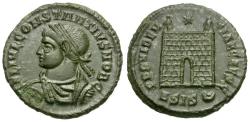 Ancient Coins - Constantius II, as Caesar (AD 316-337) Æ3 / Camp Gate