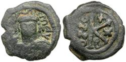 Ancient Coins - *Sear 497* Byzantine Empire. Maurice Tiberius (AD 582-602) Æ Half Follis