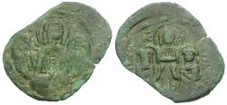 Ancient Coins - *Sear 2435* Byzantine Empire. Andronicus II Palaeologus (AD 1282-1328) with Michael IX Æ Assarion