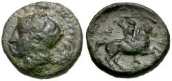 Ancient Coins - Thessaly. Pharsalos &#198;12 / Horseman with Mace