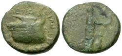Ancient Coins - Akarnania and Aetolia. Leukas Æ18 / Aphrodite and Prow