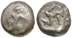 Ancient Coins - Pamphylia. Aspendos archaic-style AR Stater / Hoplite