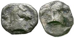 Ancient Coins - Calabria. Taras (Tarentum) AR Tritemorion / Horse Head