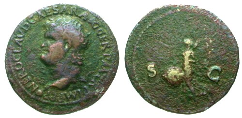Ancient Coins - VF/F Nero AE As / Victory