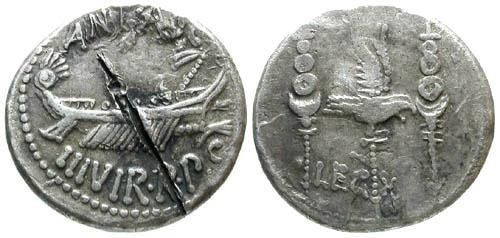 Ancient Coins - Mark Antony AR Legionary Denarius / Legion X