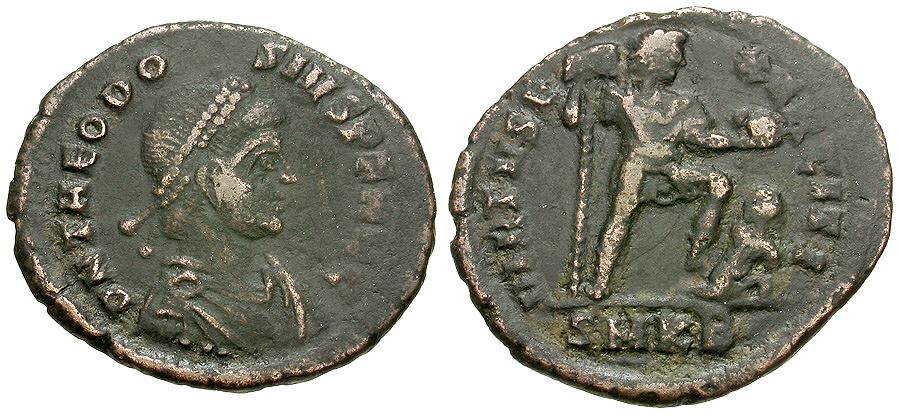 m８　テオドシウス1世 AE2  【AD379-395年】 Theodosius I (AD 379-395) Æ Maiorina / Emperor | Roman Imperial Coins