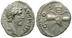 Ancient Coins - Antoninus Pius (AD 138-161) AR Denarius / Clasped Hands