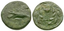 Ancient Coins - Sikyonia. Sikyon Æ Trichalkon / Tripod within Wreath