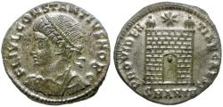 Ancient Coins - Constantius II, as Caesar (AD 324-337) Silvered Æ3 / Campgte