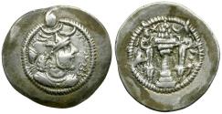 Ancient Coins - Sasanian Empire. Peroz (AD 459-484) AR Drachm / Fire Altar