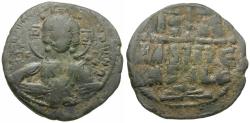 Ancient Coins - *Sear 1823* Byzantine Empire. Anonymous. Class B Æ Follis / Portrait of Christ