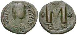 Ancient Coins - *Sear 62* Byzantine Empire. Justin I (AD 518-527) Æ Follis