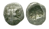 Ancient Coins - Thraco-Macedonian. Uncertain AR Tetartemorion / Lion