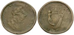 Ancient Coins - Ireland. George III (1760-1820) Æ Penny / Harp