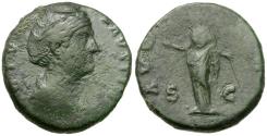 Ancient Coins - Diva Faustina I (died AD 141) Æ As / Juno-Aeternitas